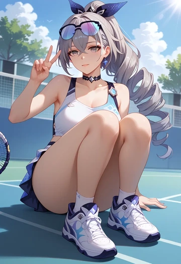 star rail,silver wolf,tennis skirt  - AI generated anime art